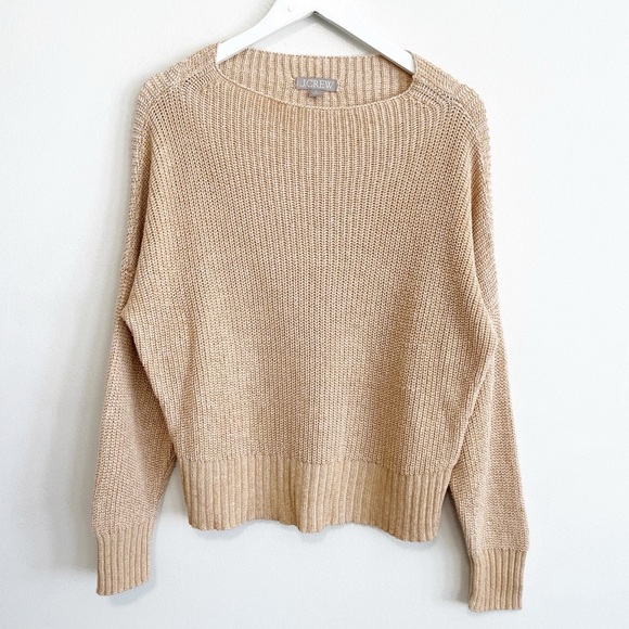 BOGO! J.CREW Ribbed Beachy Sweater Linen Cotton Blend Soft Khaki Size Medium - Picture 4 of 10